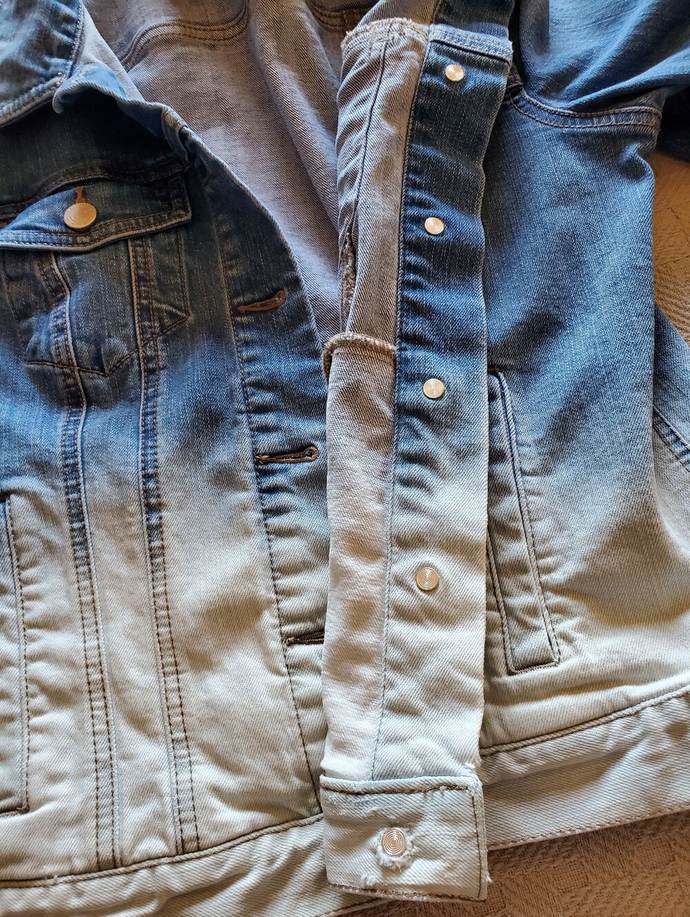Loft Ombre Dip-dyed Blue White Denium Trucker Jacket - Picture 8 of 12
